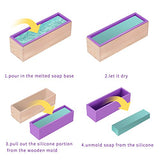 ZYTJ Silicone soap molds kit kit-2 PCS 42 oz Flexible Rectangular Loaf Comes with Wood Box,1 PCS Stainless Steel Wavy & 1 PCS Straight Scraper for CP and MP Making Supplies