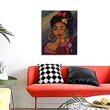 EZYES African American Women Painting Abstract Modern Wall Art For Living Room Black Girl Posters Prints Bathroom Modern Home Decor Canvas Artwork 16*20 Inches