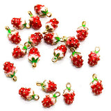 Buorsa 20 Pcs Strawberry Charm Beads Fruit Shaped Jewelry Making Pendants for Earring Necklace