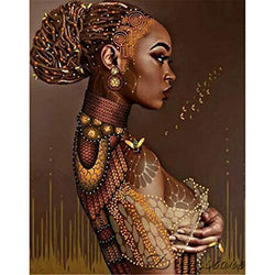 5D Full Drill Diamond Painting Kit, Black Woman DIY Diamond Rhinestone Painting Kits for Adults and Children African American Woman Embroidery Arts Craft Home Decor