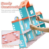 SINOMARS Doll House 7-8, Dollhouse Dreamhouse for Girls with Light, Chimney & Doll Figures, Castle Building Playset with Acceccories & Furniture, Pretend Play Princess House for Kids 4 5 6 9 Years Old