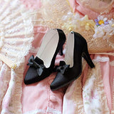 HMANE 6cm High-Heeled Shoes for 1/3 BJD Dolls, Vintage Silk High-Heeled Shoes for BJD Dolls SD Dolls, Black