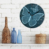BlueViper Ornamental Blue Butterflies Home Décor Decorative Round Acrylic Wall Clock Art Decoration