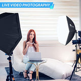 HPUSN Softbox Lighting Kit 2x76x76cm Professional Continuous Studio Photography Photo Studio Equipment with 2pcs E27 Socket 85W 6500K LED Bulbs for Portrait and Product Shooting