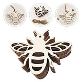 Amosfun 20pcs Bee Wooden Ornaments Unfinished Wood Slices Crafts Predrilled with Hole Spring Easter Bee Festival Party Decorations DIY Painting Staining Coasters