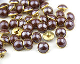 RayLineDo 25Pcs Pearl Coffee Half Resin Dome Cap Copper Base Crafting Sewing DIY Buttons-13mm