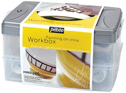 Pebeo Porcelaine 150, Workbox Set of 10 Assorted 45 ml China Paint Colors + Accessories