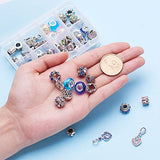 PandaHall Elite 60 Pcs Murano Glass Beads Rhinestone Spacers Metal European Beads Dangle Pendant