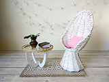 Miniature Peacock Chair. White Wicker Dollhouse Furniture 1:6 scale BJD doll