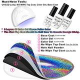Holographic Nail Powder Fine Rainbow Holo Unicorn Mirror Laser Effect Multi Chrome Manicure Pigment Glitter Dust for Salon Home Nail Art DIY Deco, 0.04oz/1g, Sponge Tool/3pcs