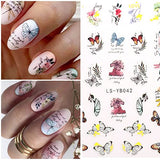 YOSOMK 9 Sheets Flower Nail Stickers for Nail Art Gold Foil Flower Self-Adhesive Nail Decals 3D Geometric Spring Flower Butterfly Nail Supplies Accessories for Women French Nail DIY Design Decoration