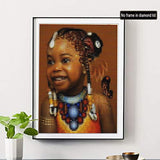 SKRYUIE 5D Full Drill Diamond Painting Smiling Little African Girl by Number Kits, Paint with Diamonds Arts Embroidery DIY Craft Set Arts Decorations (12x16 inch)