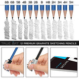 Professional Art Drawing Kit - Drawing Charcoal Pencils and Sketch Kit, Art Kit for Teens and Kids. Zippered Travel Case. Included 100 Page Drawing Pad
