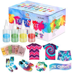 26 Colors Tie Dye Kit for Kids and Adults for DIY Fabric Dye Projects 169 Packs Party Tie Die Supplies with Aprons, Gloves, Rubber Bands and Plastic Table Covers