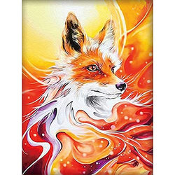 JUSTFULYNN 5D Diamond Painting Kits Fox for Adults Paint by Numbers Art Paintings Kit Dots for Beginner and Diamond Dots Painting Accessories Tools, Full Drill Home Wall Decor 11.8 x 15.7 Inch