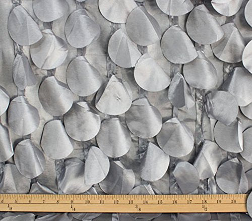 TAFFETA FABRIC ROUND PETAL SILVER / 54" WIDE / SOLD BY THE Yard