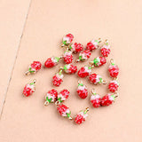 SANQIU Strawberry Charm Pack of 10 Enamel Fruit Pendant for Jewelry Making