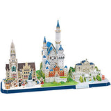 CubicFun 3D Puzzle for Adults Kids Bavaria Cityline Building Model Kits Collection Toys Gift for Men and Women, Neuschwanstein Castle, New Town Hall, and Linderhof Palace 178 Pieces