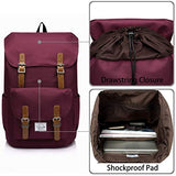 Vintage School Backpack for Women,VASCHY Water Resistant Laptop Backpack Burgundy