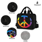 Oarencol Chic Tie Dye Peace Sign Rainbow Colorful Art Insulated Lunch Tote Bag Reusable Cooler Lunch Box with Shoulder Strap for Work Picnic School Beach