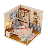 CONTINUELOVE DIY Miniature Doll House Kit - Wooden Miniature Dollhouse Model Kit - with Furniture,Voice-Activated Lights and Dust Cover - The Best Toy Gift for Boys and Girls(Warm Whispers)
