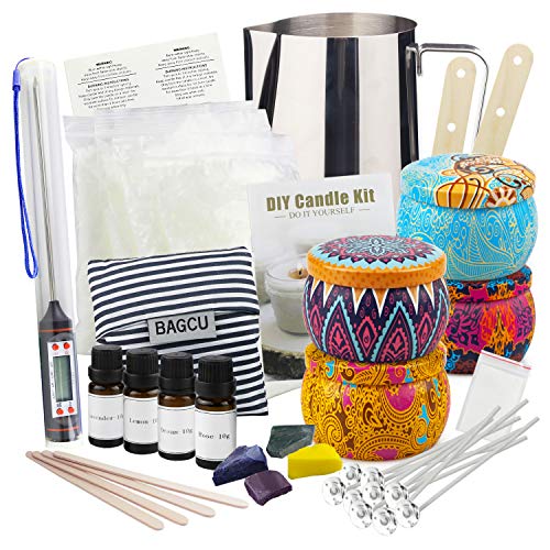 Candle Making Kit for Adults Beginner, DIY Candle Making Supplies Kit Including 21 Oz Beeswax, 10 Cotton Wicks, 4 Candle Tins, 4 Fragrances, 4 Candle Dyes, Melting Pot and Other Supportive Tools