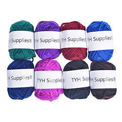 TYH Supplies 8-Pack 22 Yard Acrylic Yarn Dark Colors Skeins - Perfect for Knitting and Crochet