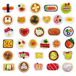 32pcs 1:12 Play Food Mini Toy Chinese Sweet Soup Syrup Noodle Bowls Dollhouse Accessories Miniature Sushi Figurines Decoration Lovely Breakfast Sausage Bun Dumplings Shaomai Micro Landscape (32Food)
