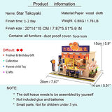 Spilay DIY Dollhouse Miniature with Wooden Furniture,Handmade Japanese Style Home Craft Model Mini Kit with Dust Cover&LED,1:24 Scale Creative Doll House Toys for Adult Teenager Gift(Star Takoyaki)