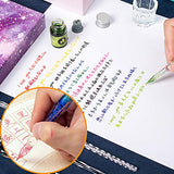 AXEARTE Glass Dip Pen Set, 18-Pieces Calligraphy Pens Set - 14 Color Inks, Pen Holder, Cleaning Cup, 2 Crystal Glass Pens for Art, Writing, Drawing, Signatures, Gift for Kids and Artist