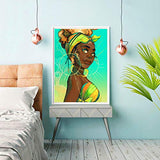 Reofrey 5D Diamond Painting African American, Exotic African Women Girl Paint with Diamonds Art African American Full Drill Rhinestone Embroidery Cross Stitch Craft Decor 30x40 cm/12x16 inch（2 Pack）