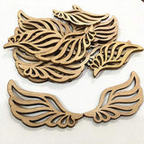 JANOU 80pcs Angel Wings Wood Slices Wooden Cutouts Unfinished Wood DIY Craft Embellishments Gift Ornaments Decoration, 2.4x1 in