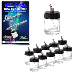 Master Airbrush® Brand Box of 10-each TB-002 3/4-Ounce, (22cc) Glass Bottle Air Brush Depot