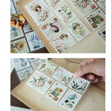 4 Sets/72 Pcs Post Stamp Stickers Vintage Postage Stamps Assortment Adhesive Paper Sticker Decor Envelope/Bag Seal by EORTA for Diary Album Scrapbook DIY Craft Gift, Kids, Students, Retro Lady Theme