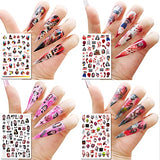 TailaiMei 12 Sheets Halloween Nail Stickers, 3D Horror Scary Wound Scar Bloody Self-Adhesive Gothic Nail Art Decals for DIY Nail Decorations (Bleading Style)