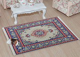 F Fityle Dollhouse Miniature Rug Turkish Woven Floral Floor Carpet Furniture Accessory