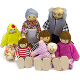 Dollhouse People, Dolls Family of 7 Poseable Wooden Doll