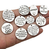 32 PCS Inspiration Word Charms Collection - Antique Silver Round Oval Letter Text I LOVE YOU