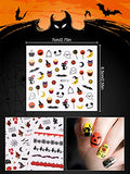 1600 Pcs Halloween Nail Art Stickers Decals, Kalolary 3D Self-Adhesive DIY Nail Art Decals Stickers with Pumpkin Bat Ghost Skull Cats Devil Nails Design for Halloween Party Nails Decorations