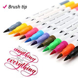 100 Color Dual Tip Brush Pen with Fineliner Tip 0.4mm and Brush Tip 1-2mm Double Tip Pens Set for Adult Coloring Books, Bullet Journal, Calligraphy, Drawing