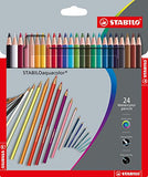 Stabilo 1624-3 Watercolour Pencil Crayons Aquacolor in Cardboard Box with 24 Pencils in Assorted