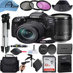 Canon EOS 90D DSLR Camera 32.5MP Sensor with EF-S 18-135mm Lens + SanDisk 32GB Memory Card + Case + Tripod + 3 Pack Filters + A-Cell Accessory Bundle (Black)