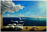 ZENDA Salvador Dali Wall Art Dalí Wave Book Framed Painting Canvas Art for Bedroom Livingroom Decoration Ready to Hang