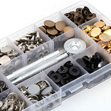 120 Sets Snap Fasteners Kit, Coolrunner Metal Snap Buttons Press Studs with 4 Pieces Fixing