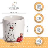 Coffee Mugs - Set of 2 - Cute 12 oz Ceramic Porcelain Fun Coffee Tea Mug Cups for Cat & Dog Lovers - Dog & Cat Gifts for Women Men Kids, Animal Themed Kitchen Decor, Microwave & Dishwasher Safe (2pcs)