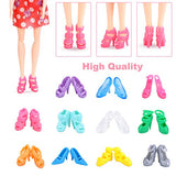 JANYUN 30 Pairs Doll Shoes Various Styles Replacement High Heel Boot Bulk for 12" Dolls Closet