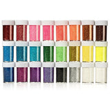 24 Pack Glitter Powder - Brightly Colored Loose Dust - Kids Fine Glitter Pack Shake Jars - Perfect for Holiday Crafting