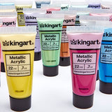 KINGART® PRO Artist Acrylic Paint, 22ml (0.74oz) Set of 24 Unique Metallic Colors