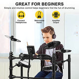 Vangoa Electric Drum Set, Junior Electronic Drum Kit for Kids Beginner with 210 Sounds, Quiet Mesh Drum Set with Heavy Duty Pedals, USB MIDI Connection and Drum Sticks, Black (VED-B100, New Upgraded)