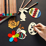 Toyvian 48 Pieces Easter Crafts Wooden Ornaments Unfinished Crafts Hanging Embellishments Crafts for Kids Easter Party Supplies DIY Decor